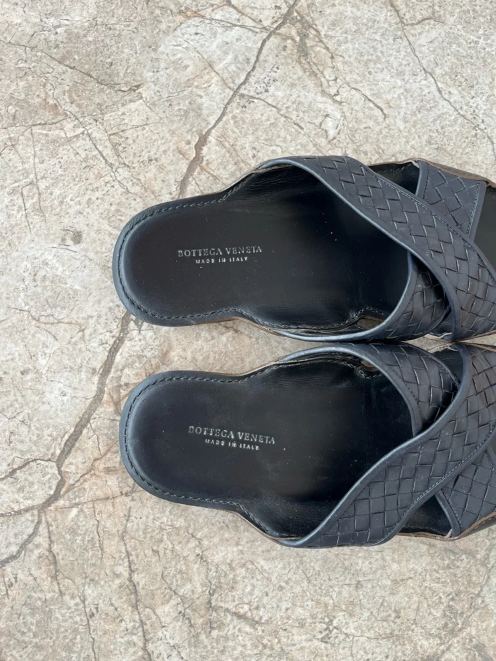 Bottega Veneta Intrecciato Woven Lambskin Leather Criss-Cross Slides Sandals